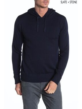 SLATE & STONE MEN NWT JOHN COTTON BLEND NAVY SWEATSHIRT HOODIE. SIZE L
